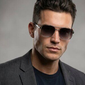 NEW MENS PILOT Aviator Metal Classic Designer Style Sunglasses Silver